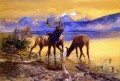 wapiti au lac mcdonald 1906 Charles Marion Russell cerf
